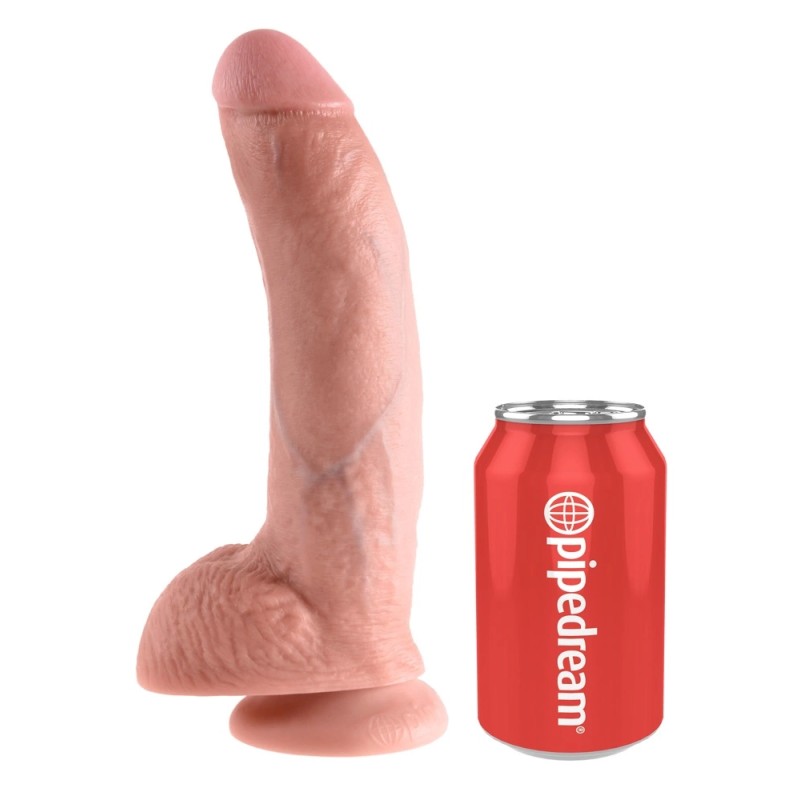 King Cock - Realistyczne Dildo Z Żołędziem Jądrami I Żyłkami 23 CM Jasny Kolor Skóry